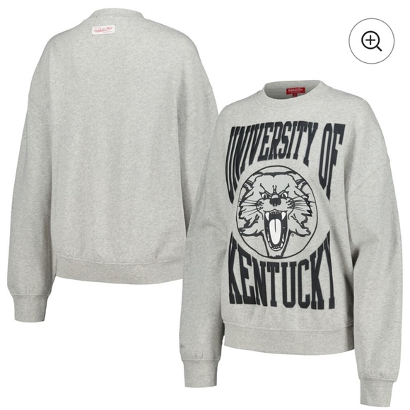 Women's Mitchell & Ness Heather Gray Kentucky Wildcats Logo Pullover Sweatshirt - Picture 2 of 9